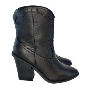 LC LAUREN CONRAD Women's Western High Heel Pointed Toe Ankle Boots • 6.5 • black